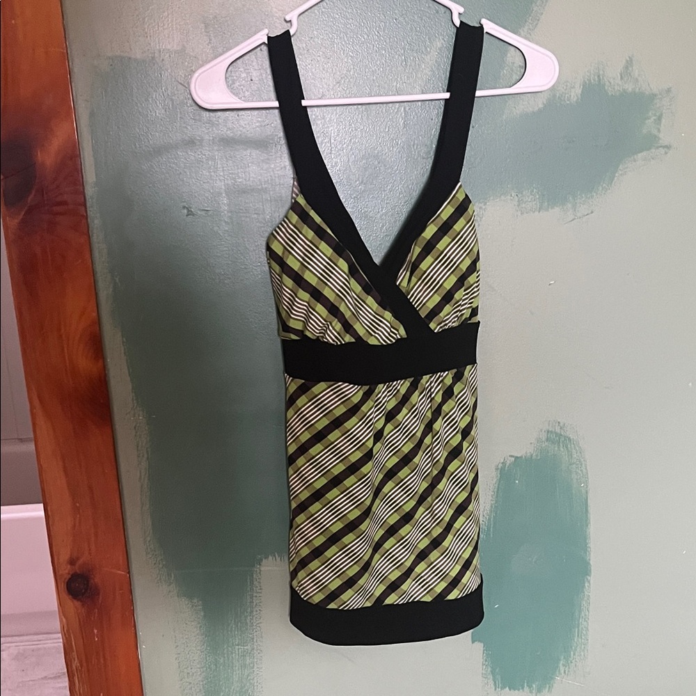 Striped Green and Black Women's Tank